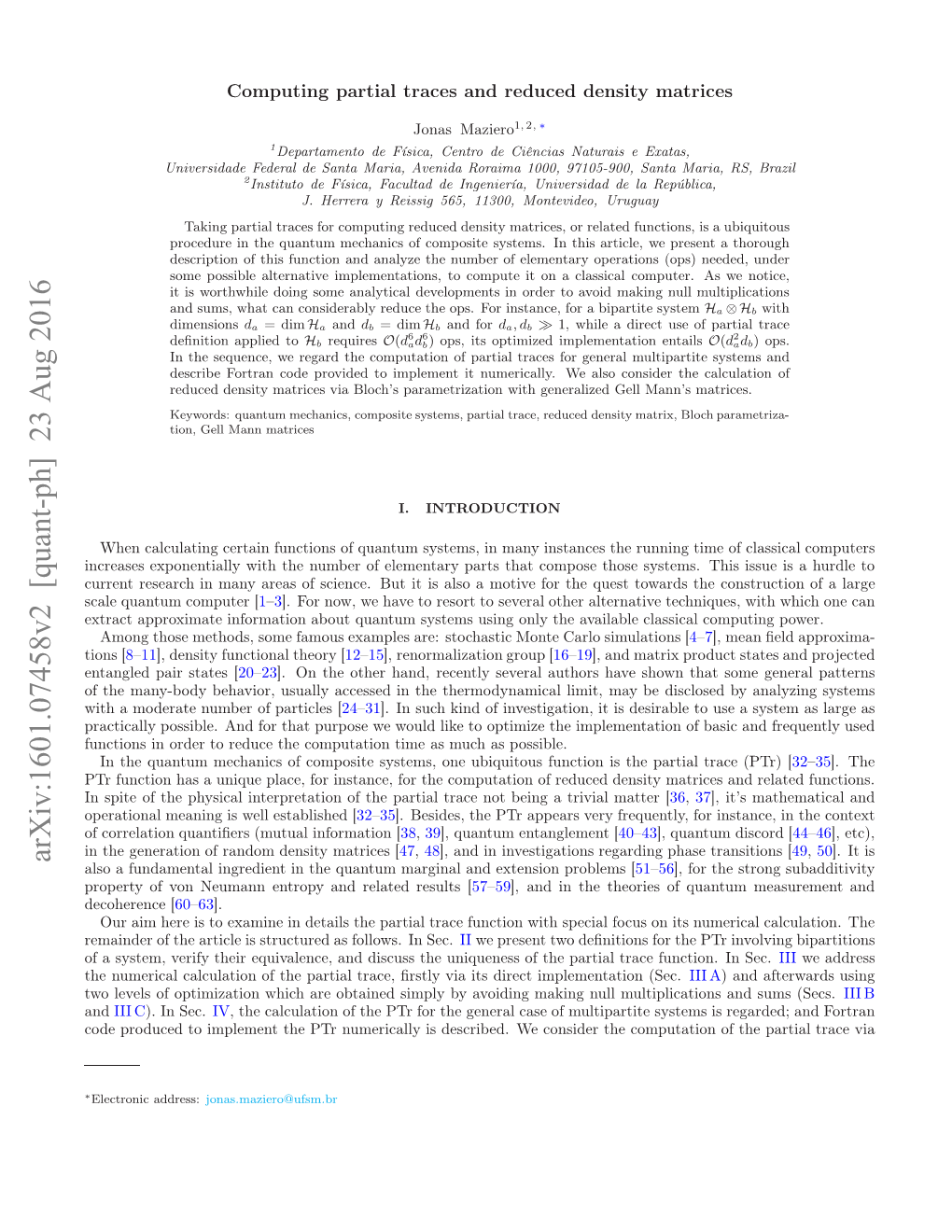 Computing Partial Traces and Reduced Density Matrices