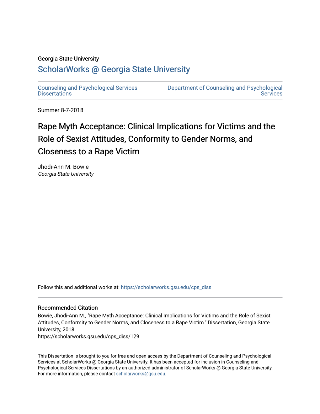 Rape Myth Acceptance: Clinical Implications for Victims and the Role of Sexist Attitudes, Conformity to Gender Norms, and Closeness to a Rape Victim