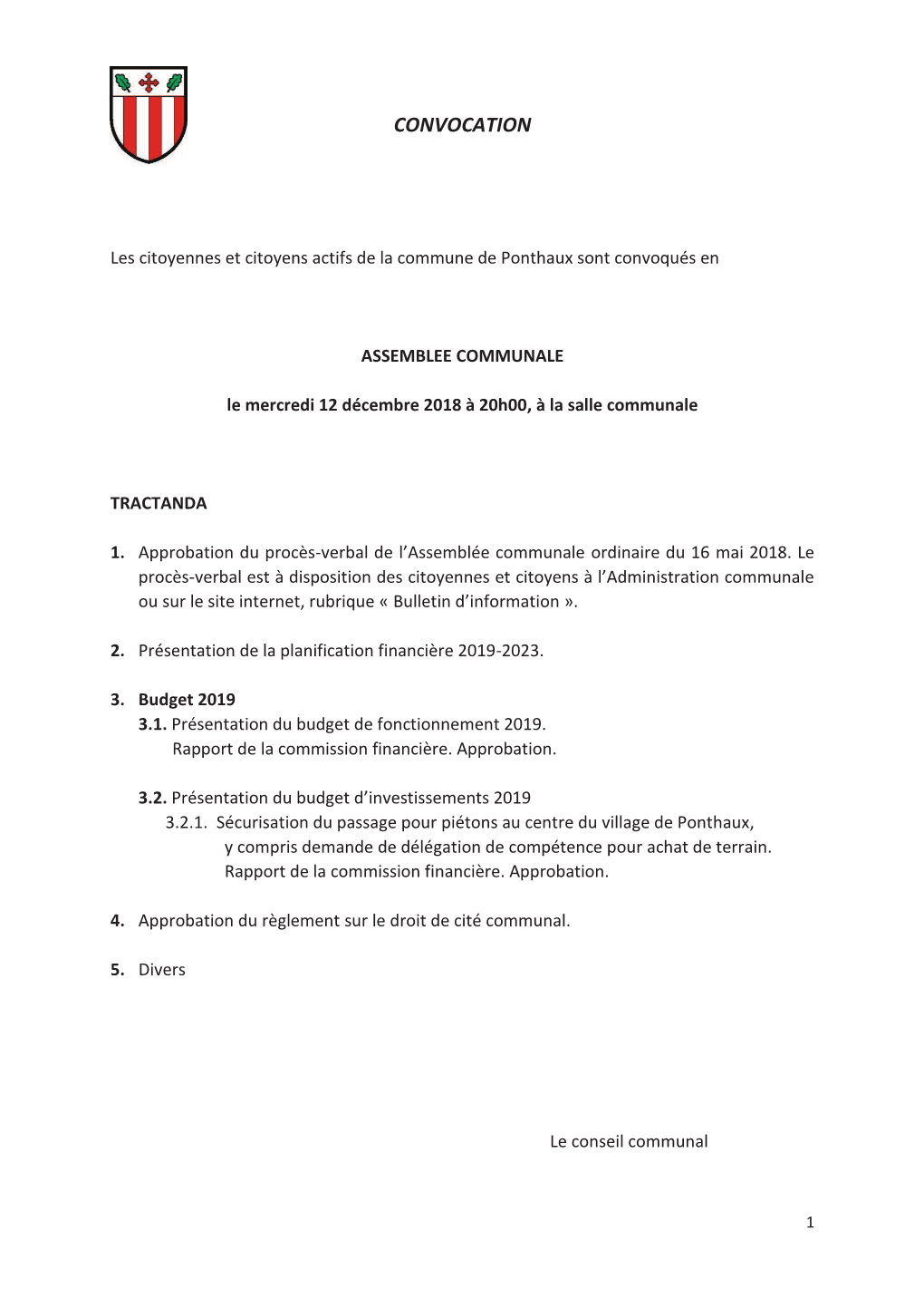 Bulletin D'information Décembre 2018