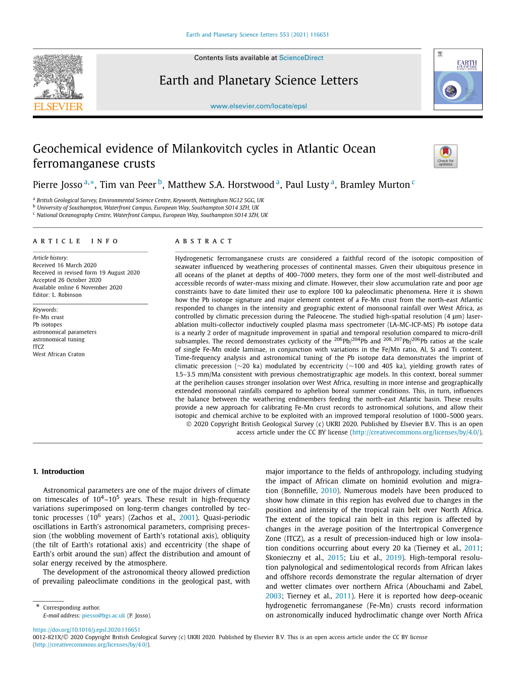 Earth and Planetary Science Letters 553 (2021) 116651