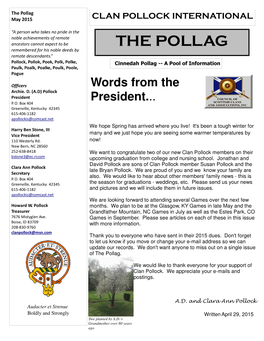 The Pollag CLAN POLLOCK INTERNATIONAL May 2015