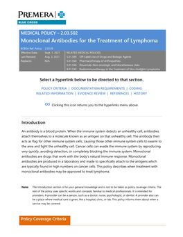 2.03.502 Monoclonal Antibodies for the Treatment of Lymphoma