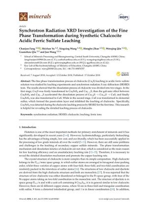 Synchrotron Radiation XRD Investigation of the Fine Phase Transformation During Synthetic Chalcocite Acidic Ferric Sulfate Leaching