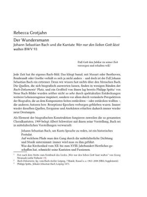 Johann Sebastian Bach Und Die Kantate Wer Nur Den Lieben Gott Lässt Walten BWV 93