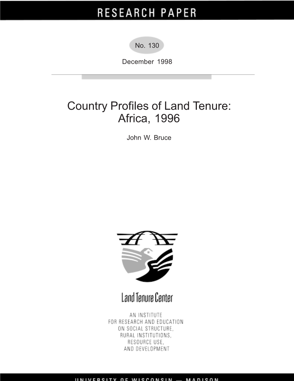 Country Profiles of Land Tenure: Africa, 1996