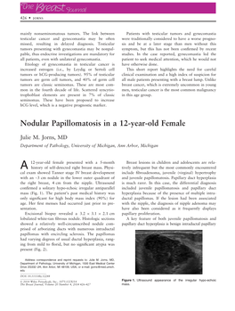 Nodular Papillomatosis in a 12Yearold Female