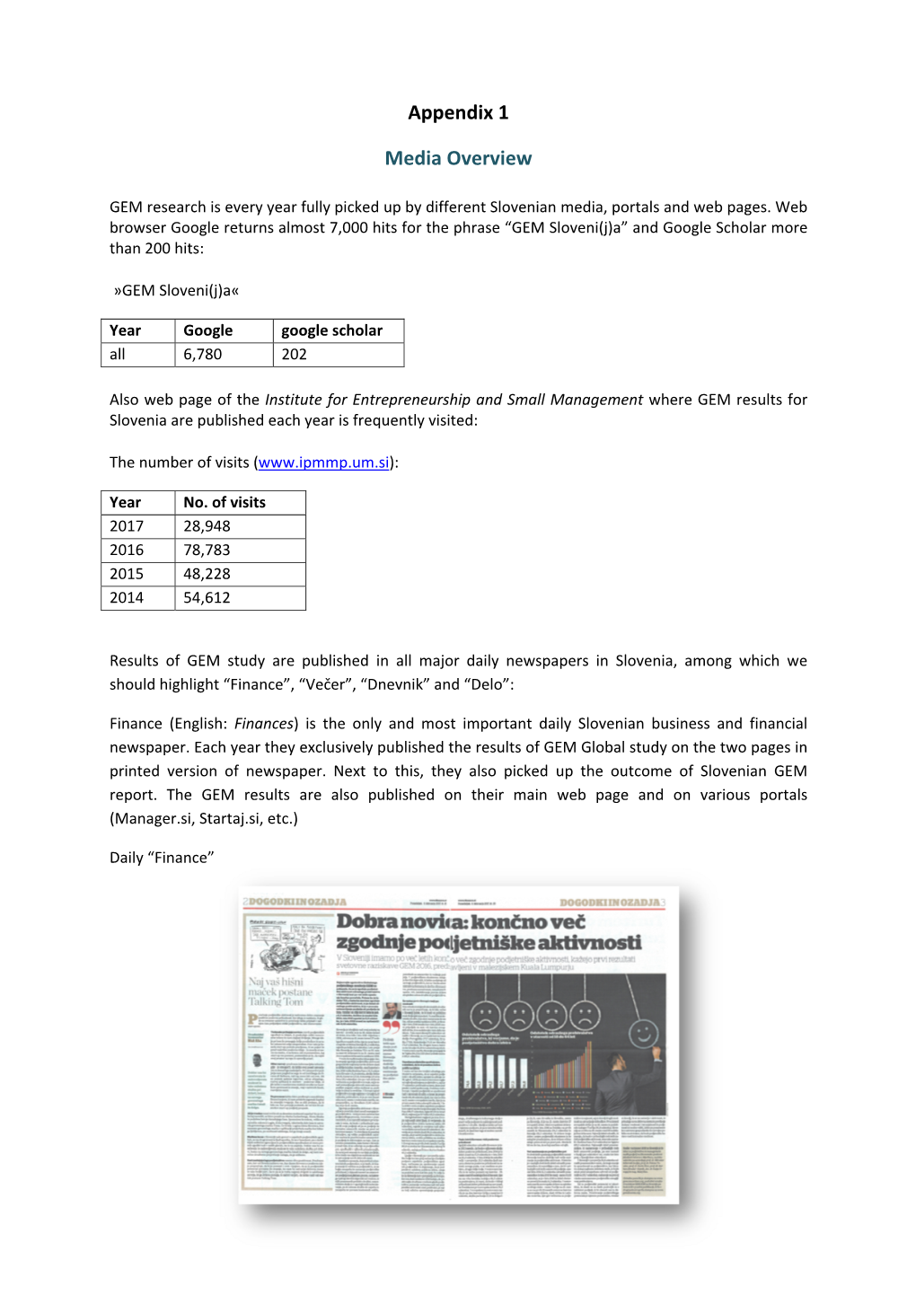 Appendix 1 Media Overview