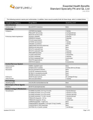 To Download a List of Prescription Drugs Requiring Prior Authorization