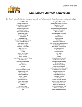 Zoo Boise's Animal Collection