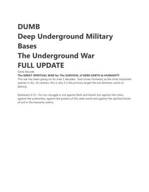DUMB Deep Underground Military Bases the Underground War FULL