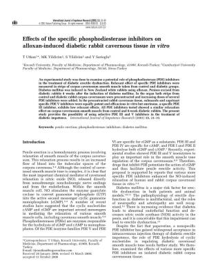 Effects of the Speci®C Phosphodiesterase Inhibitors on Alloxan-Induced Diabetic Rabbit Cavernous Tissue in Vitro