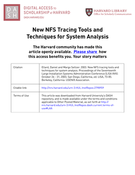 New NFS Tracing Tools and Techniques for System Analysis