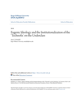 Eugenic Ideology and the Institutionalization of the 'Technofix'