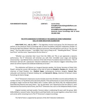 11. Rel 5Th Dimension to Perform at the 2017 Hall of Fame Induction