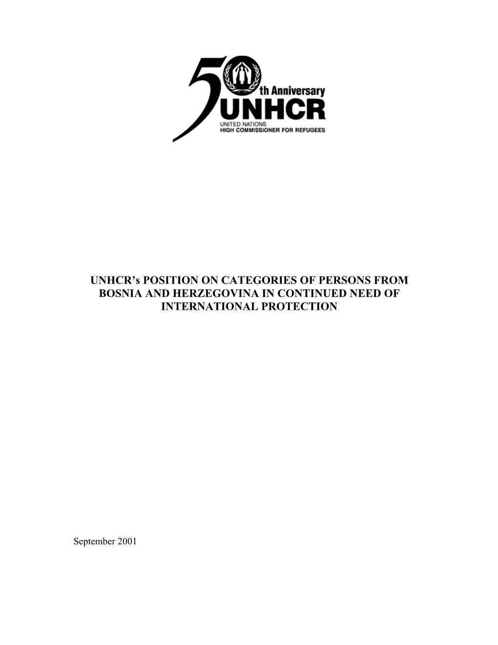 UNHCR's Position on Categories of Persons from Bosnia And