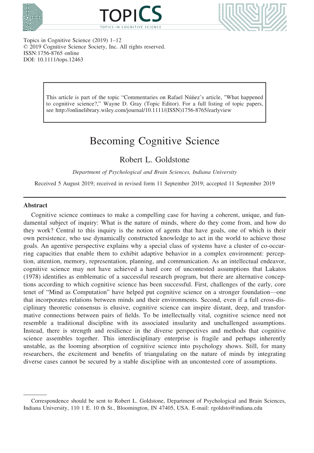 Becoming Cognitive Science