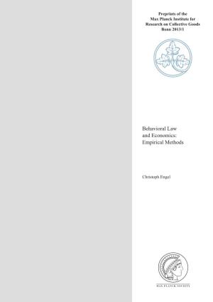 Behavioral Law and Economics: Empirical Methods