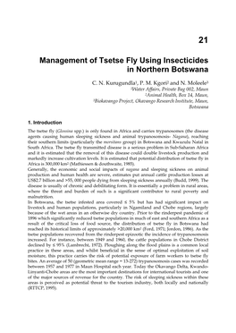 Management of Tsetse Fly Using Insecticides in Northern Botswana