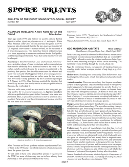 BULLETIN of the PUGET SOUND MYCOLOGICAL SOCIETY Number 431 April 2007
