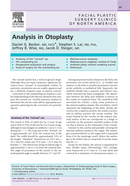 Analysis in Otoplasty