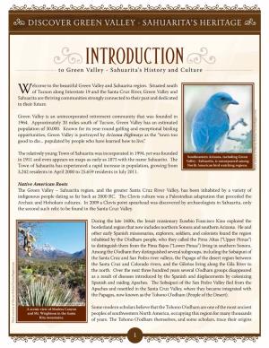 INTRODUCTION to Green Valley - Sahuarita’S History and Culture