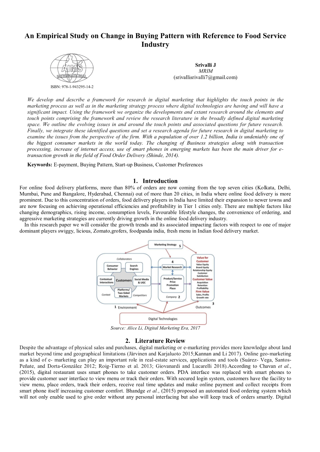 An Empirical Study on Change in Buying Pattern with Reference to Food Service Industry