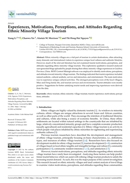 Experiences, Motivations, Perceptions, and Attitudes Regarding Ethnic Minority Village Tourism