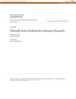 Diurnally Active Rodents for Laboratory Research Roberto Refinetti Boise State University