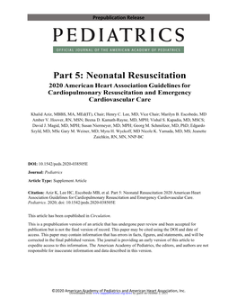 2020 American Heart Association Guidelines for Cardiopulmonary Resuscitation and Emergency Cardiovascular Care