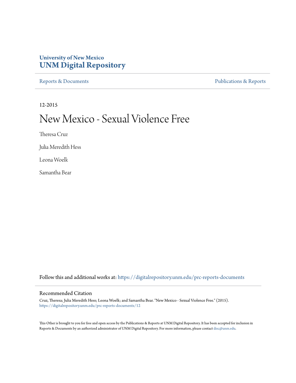 New Mexico-Sexual Violence Free