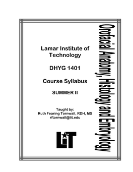 Lamar Institute of Technology DHYG 1401 Course Syllabus