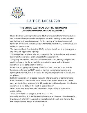 Studio Lighting Technician Job Description.Pdf