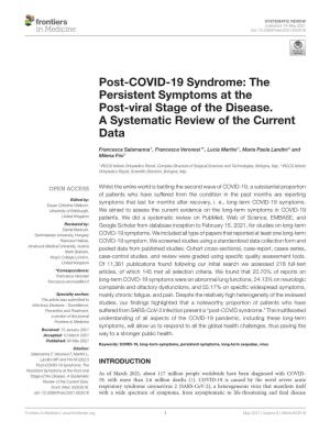 Post-COVID-19 Syndrome: the Persistent Symptoms at the Post-Viral Stage of the Disease