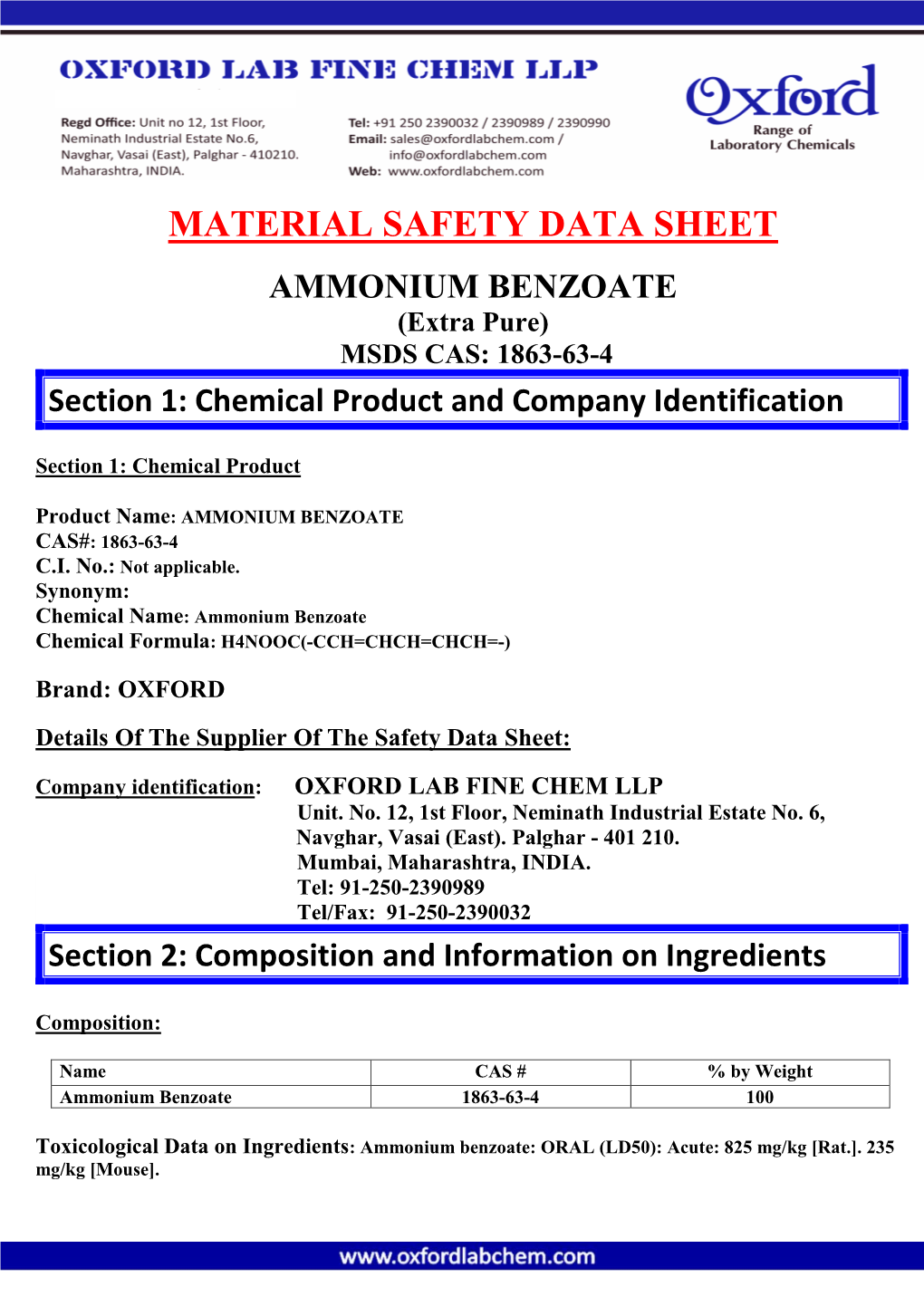 Msds Cas: 1863-63-4