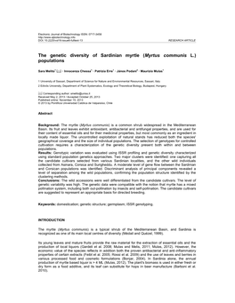 Myrtus Communis L.) Populations