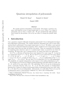 Quantum Interpolation of Polynomials