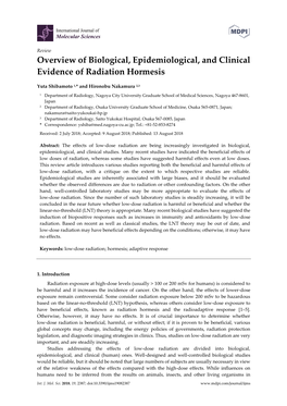 Overview of Biological, Epidemiological, and Clinical Evidence of Radiation Hormesis