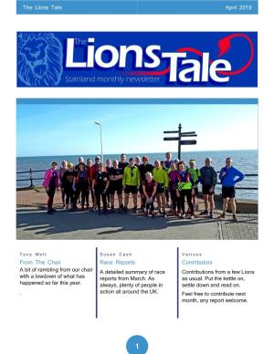 The Lions Tale April 2019 from the Chair a Bit of Rambling from Our Chair with a Lowdown of What Has Happened So Far This Year