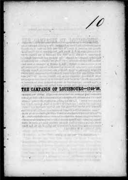 The Campaign of Louisbourg, 1750-'58 [Microform] : a Short