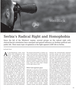 Weitblick Serbia's Radical Right and Homophobia