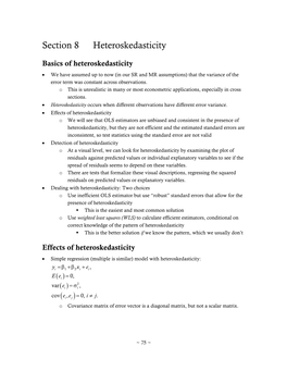 Section 8 Heteroskedasticity