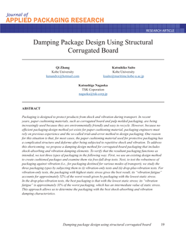 Damping Package Design Using Structural Corrugated Board