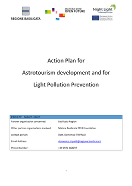 Action Plan for Astrotourism Development and for Light Pollution Prevention