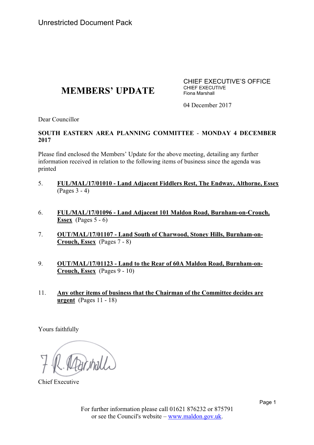 (Public Pack)Members' Update Agenda Supplement for South