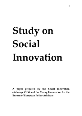 A Paper Prepared by the Social Innovation Exchange (SIX) and the Young Foundation for the Bureau of European Policy Advisors