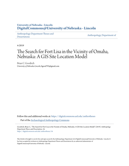 The Search for Fort Lisa in the Vicinity of Omaha, Nebraska: a Gis Site Location Model