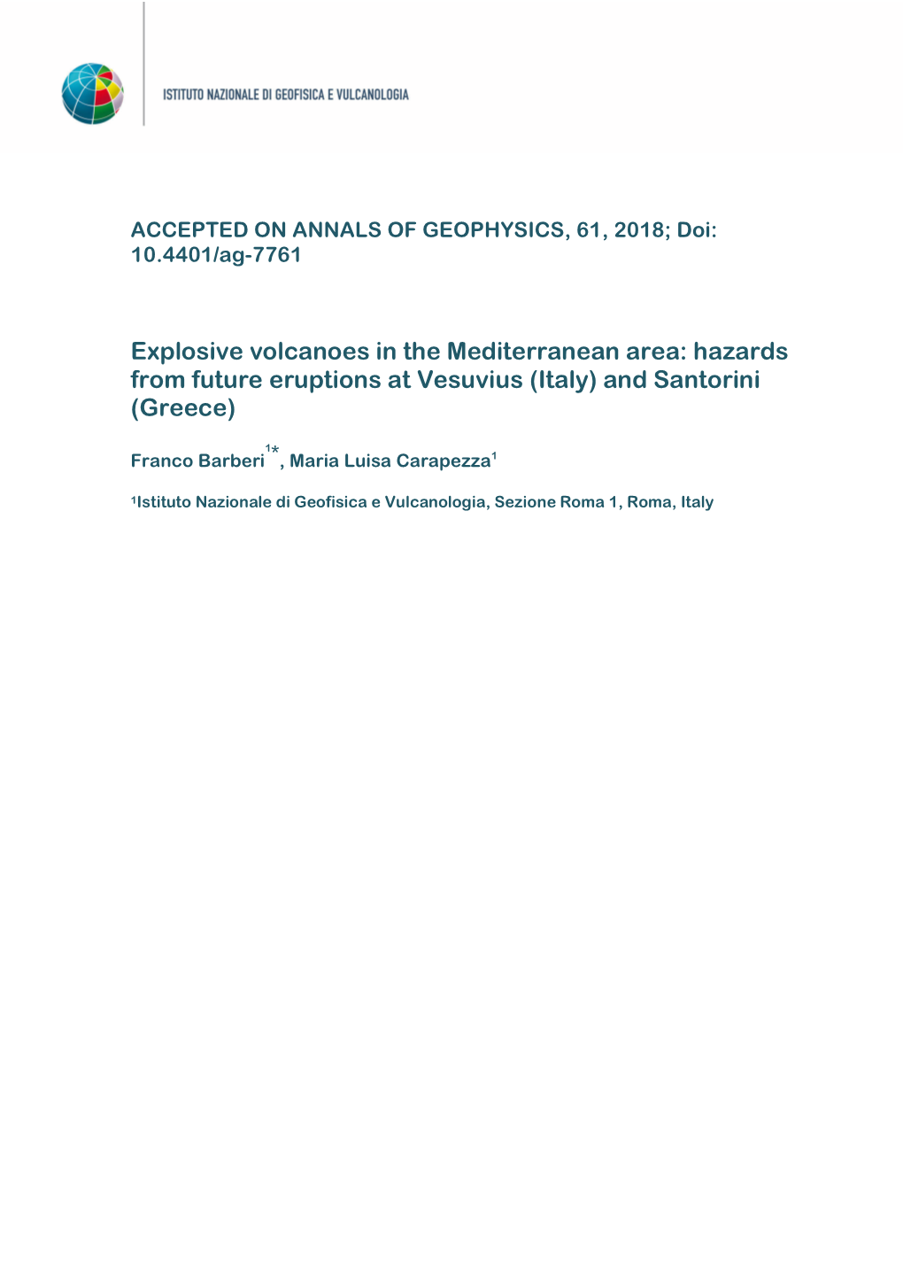 Hazards from Future Eruptions at Vesuvius (Italy) and Santorini (Greece)