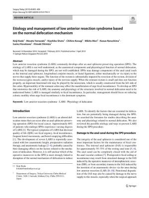 Etiology and Management of Low Anterior Resection Syndrome Based on the Normal Defecation Mechanism