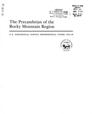 The Precambrian of the Rocky Mountain Region