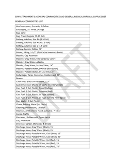 Sow Attachment 1: General Commodities and General Medical Surgical Supplies List